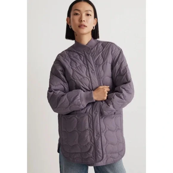 Madewell Quilted Oversized Bomber Jacket‎ Smokey Grape Size XXS purple - Picture 4 of 8